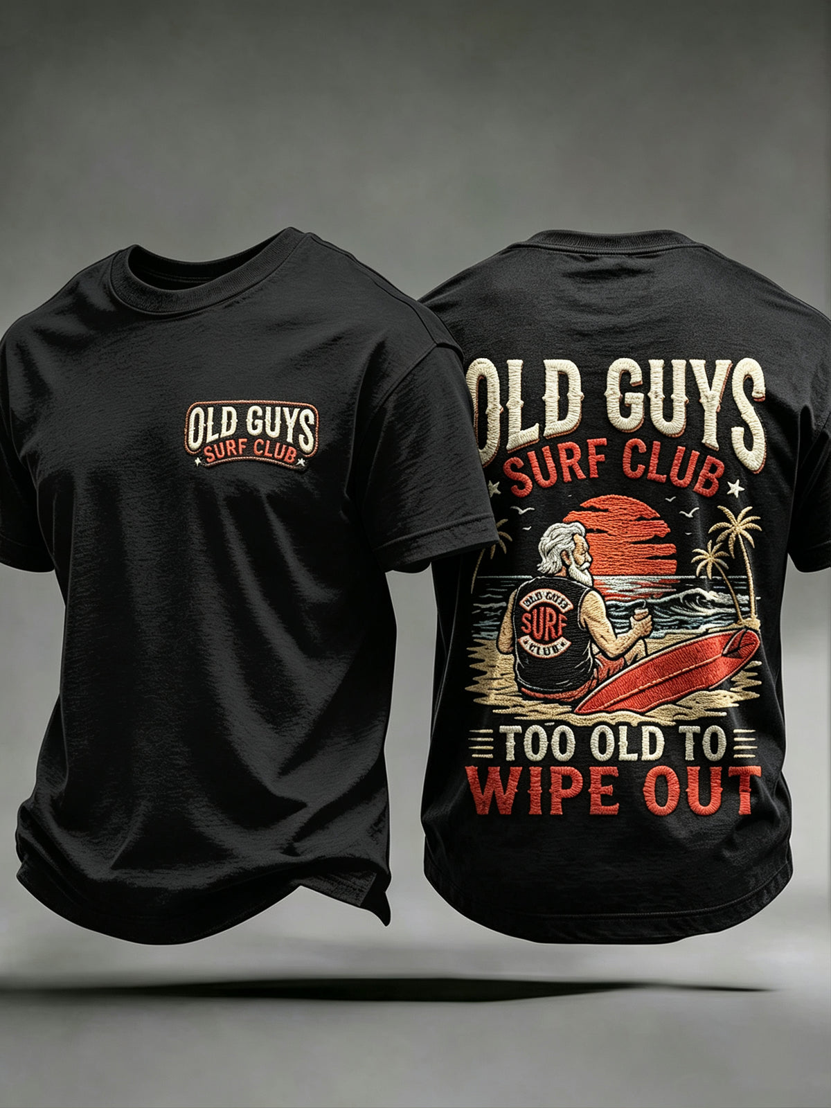 Men's Old Guys Surf Club Printed Vintage Fashion Loose Short Sleeve T-Shirt