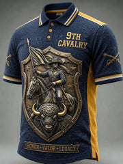 Men’s Buffalo Soldier Print Casual Short-Sleeve Polo Shirt