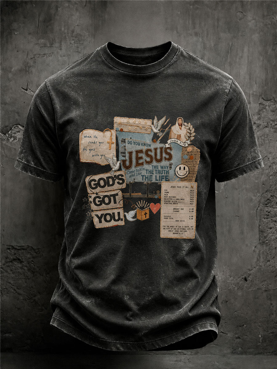 Men's Jesus Print Casual T-Shirt