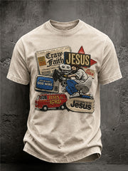 Men's Crazy Faith Only Jesus Printed Casual T-Shirt