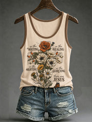Women's In The Waiting There Was Jesus Printed Casual Tank Top