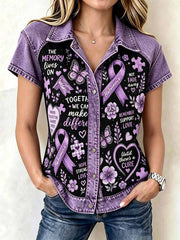 Women's Fashion Alzheimer's Support Pattern Print T-Shirt