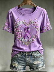 Women's Fashion Alzheimer's Support Pattern Print T-Shirt
