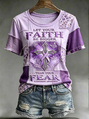 Women's Fashion Alzheimer's Support Pattern Print T-Shirt