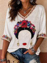 Women's Mexico Floral Art Printed T-shirt