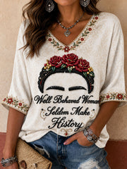 Women's Mexico Floral Art Printed T-shirt