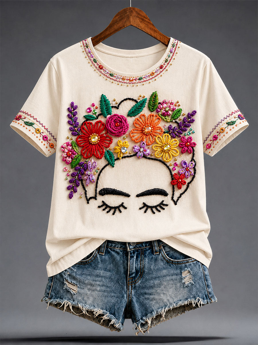 Women's Mexico Floral Art Printed T-shirt