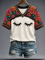 Women's Mexico Floral Art Printed T-shirt