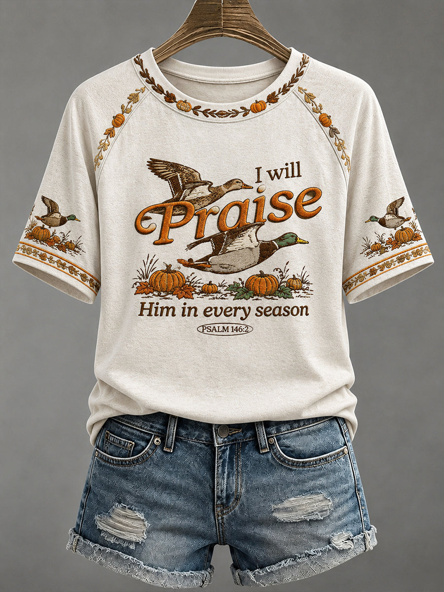 Women’s 'Let Us Thank Him' Printed Casual T-Shirt