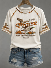 Women’s 'Let Us Thank Him' Printed Casual T-Shirt