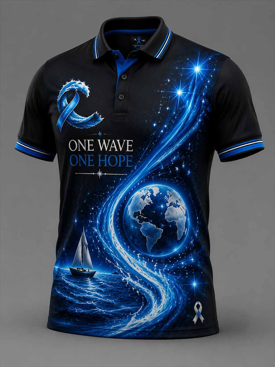 Men‘s Retro Prostate Cancer Awareness Print Casual Polo Shirt