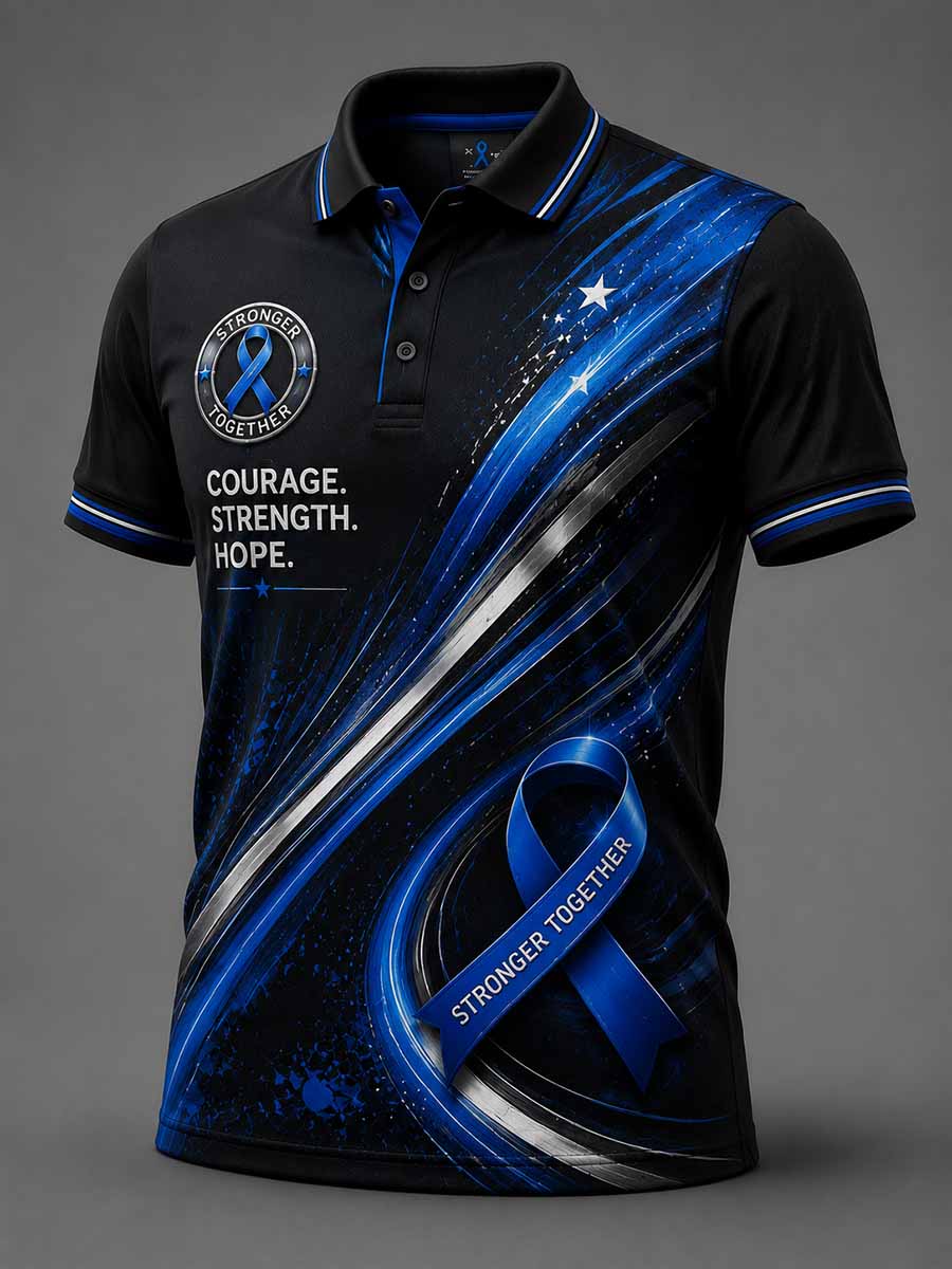 Men‘s Retro Prostate Cancer Awareness Print Casual Polo Shirt