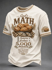 Men's Jesus 2 Fishes 5 Breads 5000 Chosen Against The Current Print Casual Tee