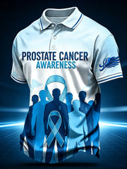 Men's Prostate Cancer  Print Polo Collar Casual Short Sleeved Shirt