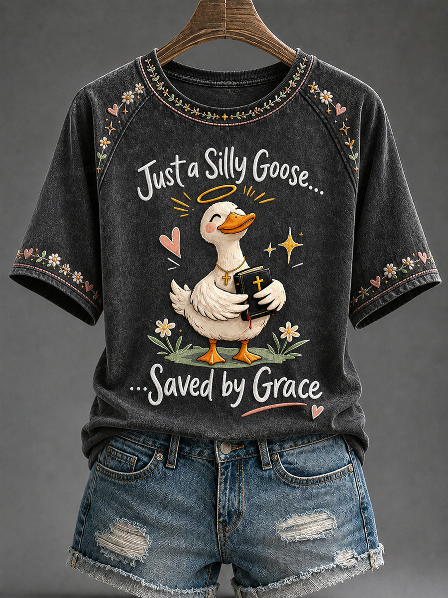 Women's 'Saved By Grace' Print Casual T-Shirt