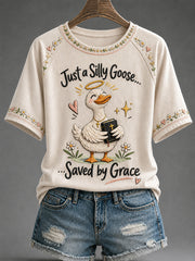 Women's 'Saved By Grace' Print Casual T-Shirt