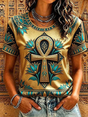 Women’s Art Print of Ancient Egyptian Casual Short-Sleeve T-Shirt