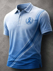 Men‘s Retro Prostate Cancer Awareness Print Casual Polo Shirt