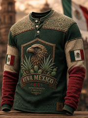 Camiseta casual de botones para el Día de la Independencia de México, para hombre