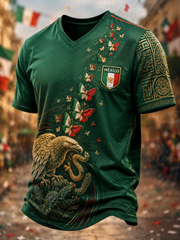 Camiseta con cuello en V para hombre Mexican Independence Day