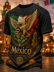 Camiseta de manga corta para el Día de la Independencia de México, para hombre