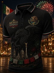 Camisa de manga corta para el Día de la Independencia de México, para hombre