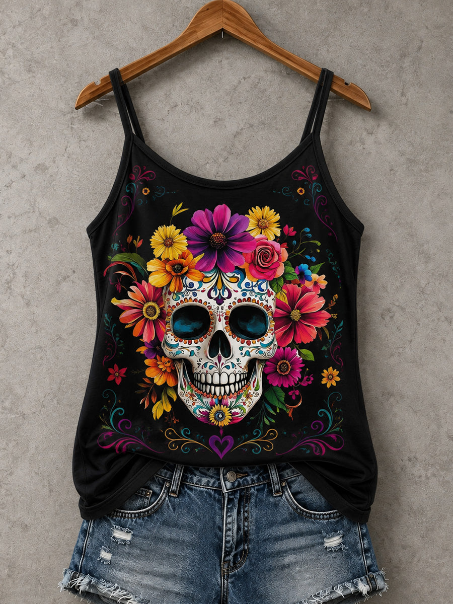 Chalecos informales con estampado de calavera del Día de la Muerta para mujer