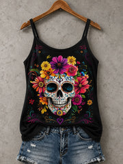 Chalecos informales con estampado de calavera del Día de la Muerta para mujer