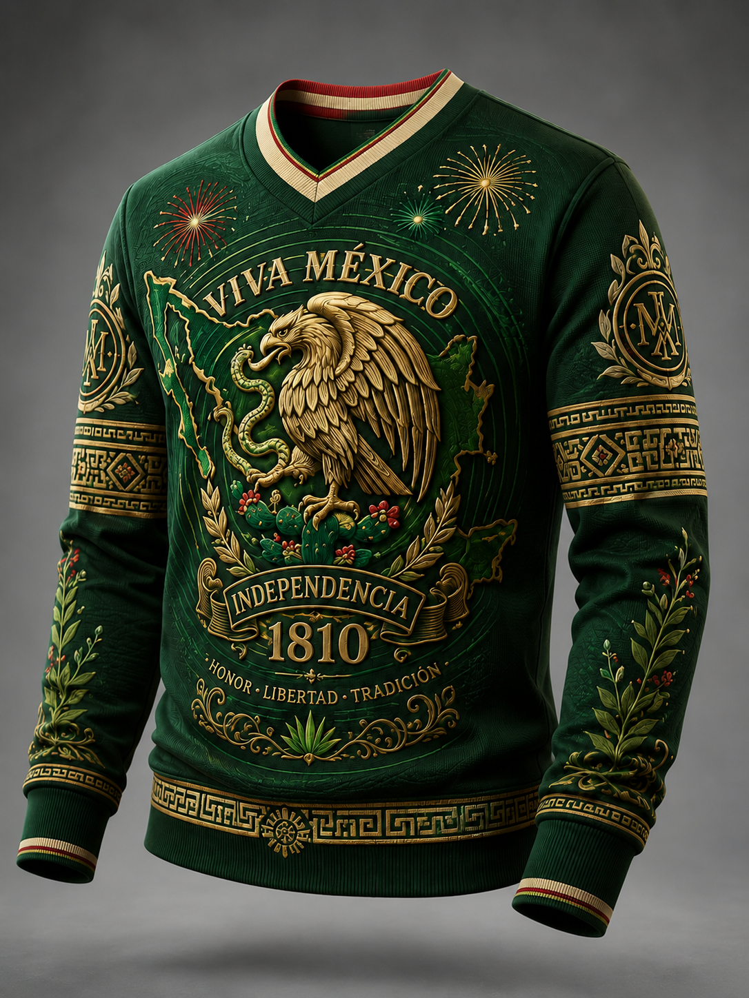 Camiseta de manga larga para el Día de la Independencia de México, para hombre