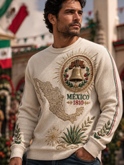 Camiseta de manga larga de waffle para el Día de la Independencia de México, estilo masculino