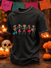 Camiseta casual con estampado de calavera del Día de los Muertos para hombre