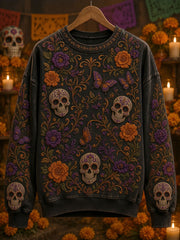 Sudadera casual con estampado de calavera del Día de Muertos para mujer