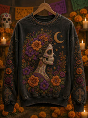 Sudadera casual con estampado de calavera del Día de Muertos para mujer