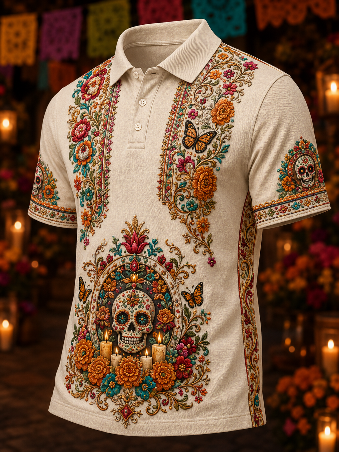 Camiseta de manga corta para hombres con diseño del Día de los Muertos