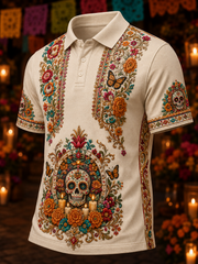 Camiseta de manga corta para hombres con diseño del Día de los Muertos