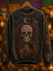 Sudadera casual con estampado de calavera del Día de Muertos para mujer