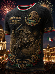 Camisa de manga corta para el Día de la Independencia de México, para hombre