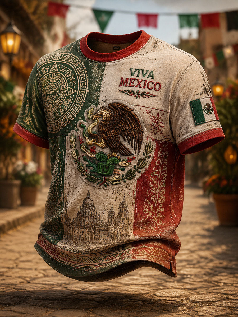 Camiseta casual con estampado del Día de la Independencia para hombre