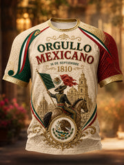 Camiseta de manga corta para el Día de la Independencia de México, para hombre