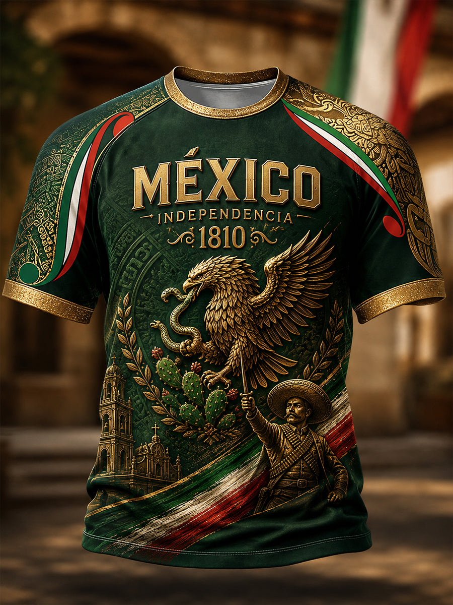 Camiseta de manga corta para el Día de la Independencia de México, para hombre