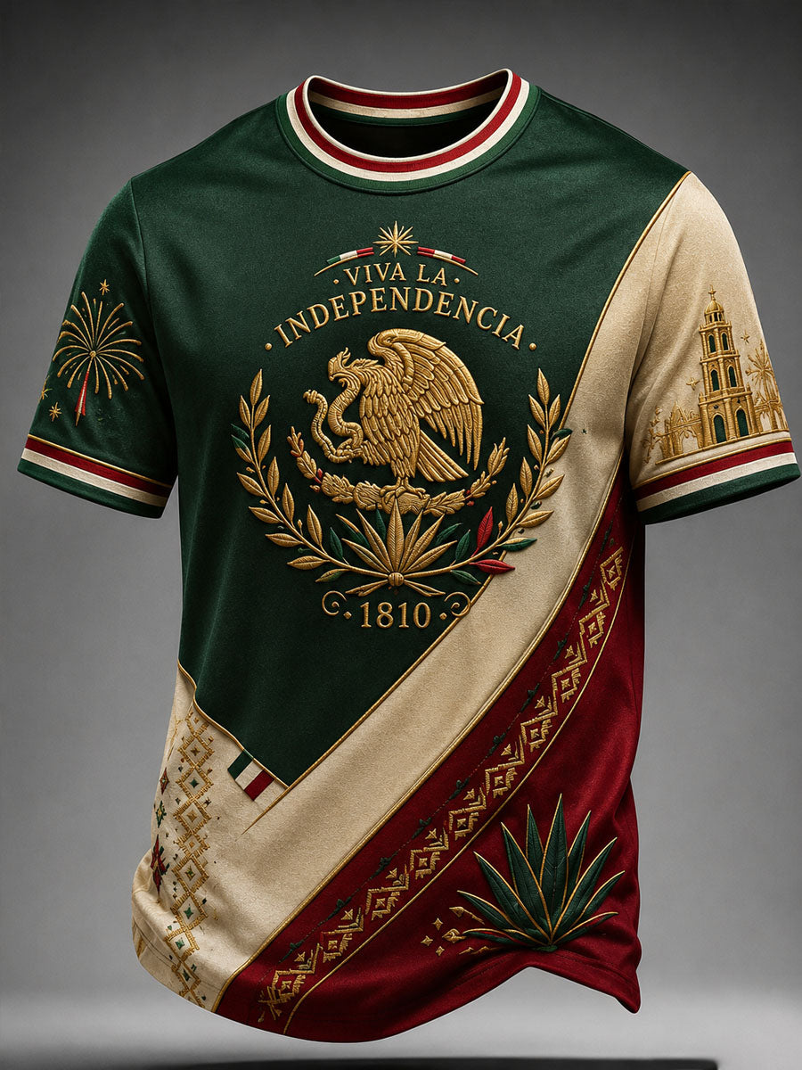 Camiseta casual estampada del Día de la Independencia de México para hombre