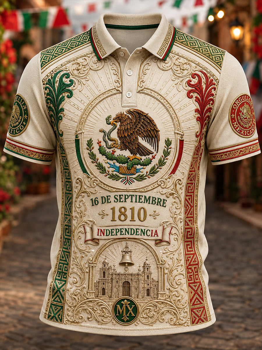 Camiseta de manga corta para el Día de la Independencia de México, para hombre