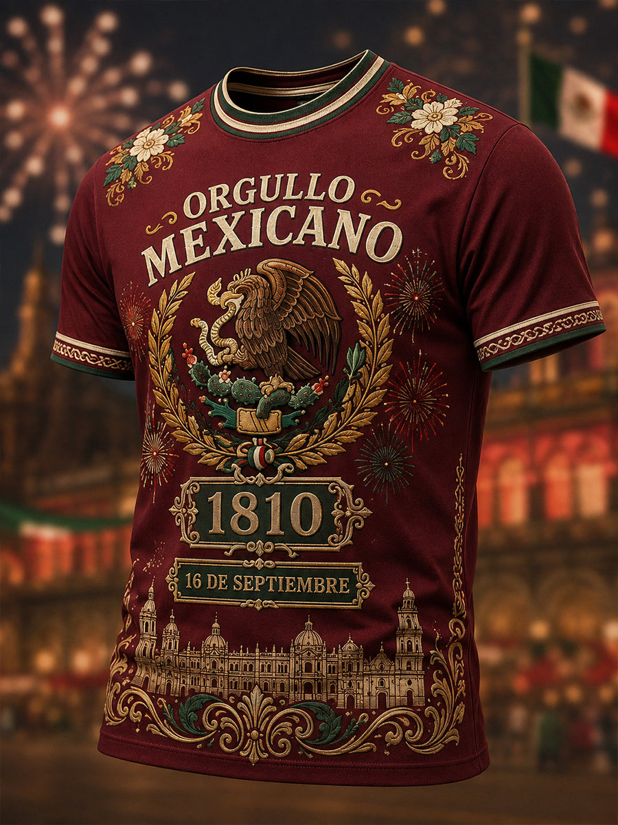 Camiseta de manga corta para el Día de la Independencia de México, para hombre