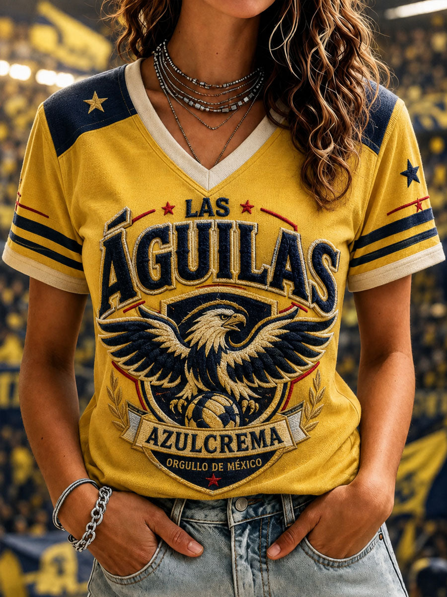Camiseta casual impresa del equipo de las Américas del fútbol de las mujeres