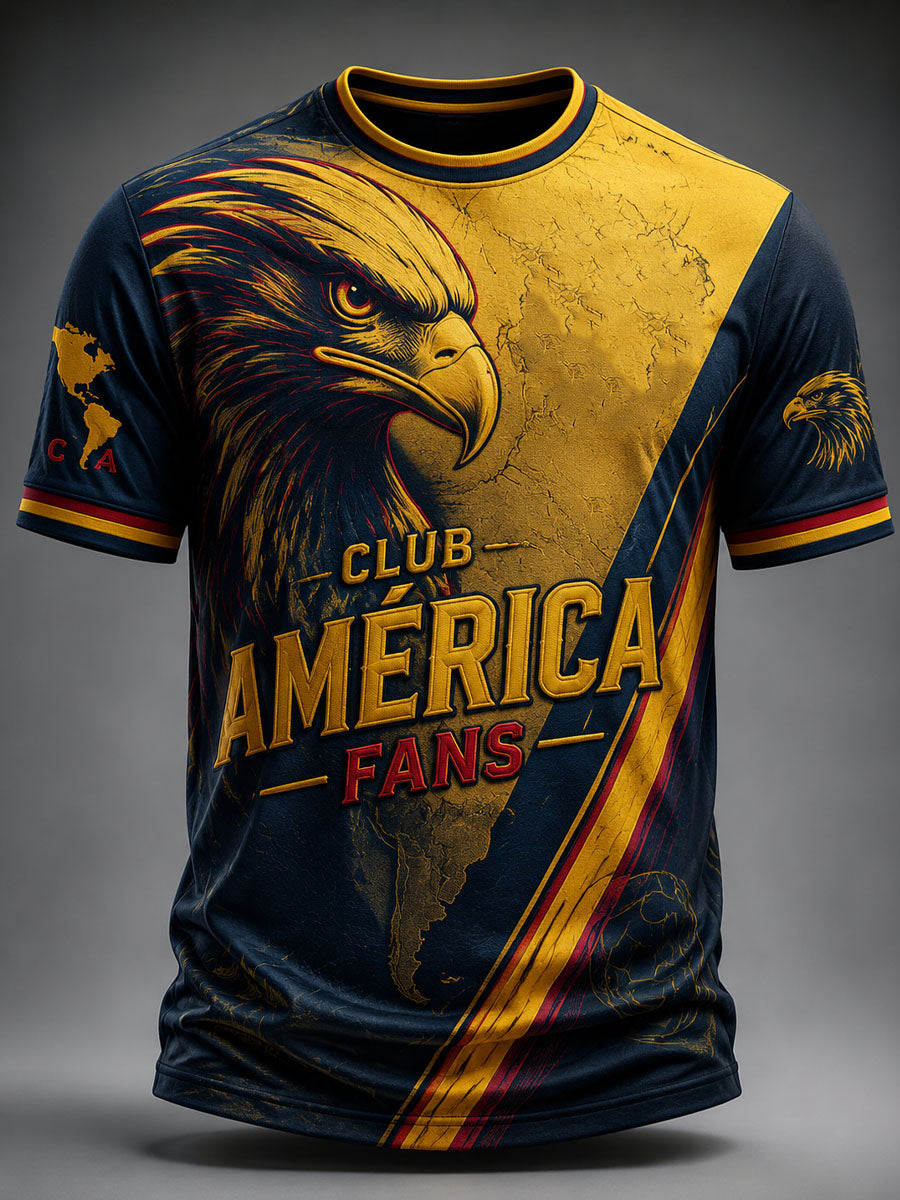 Camiseta casual estampada del equipo de América de fútbol masculino
