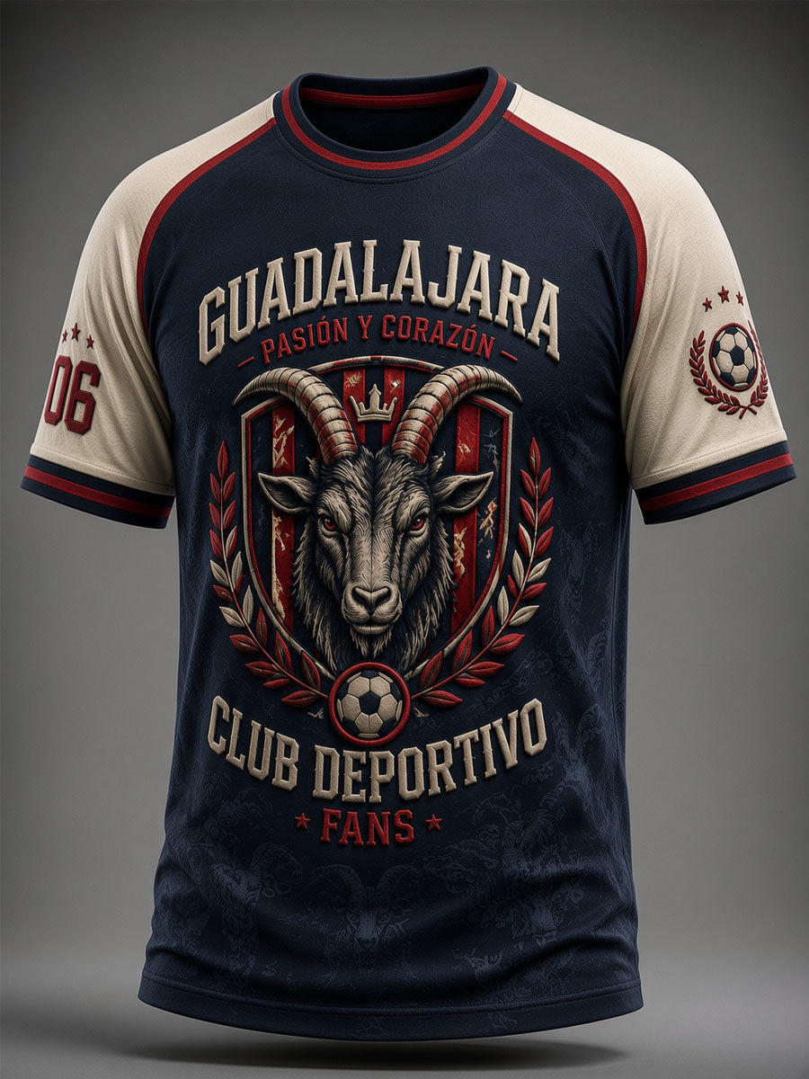 Camiseta casual estampada de fútbol de Guadalajara para hombre