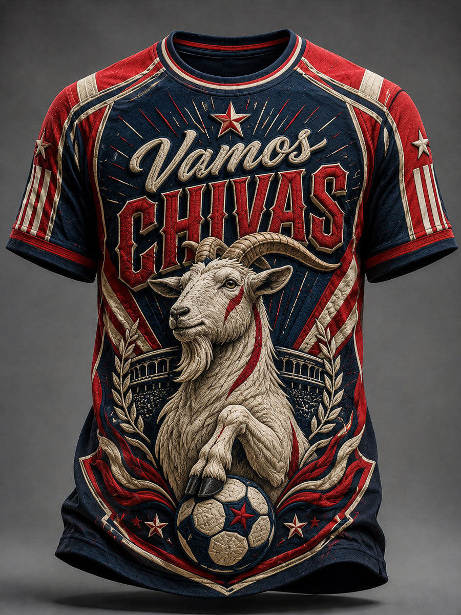 Camiseta casual estampada de fútbol masculino Chivas de Guadalajara