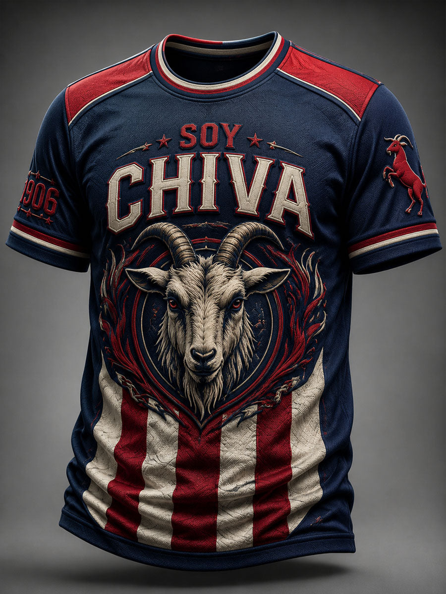 Camiseta casual estampada de fútbol masculino Chivas de Guadalajara