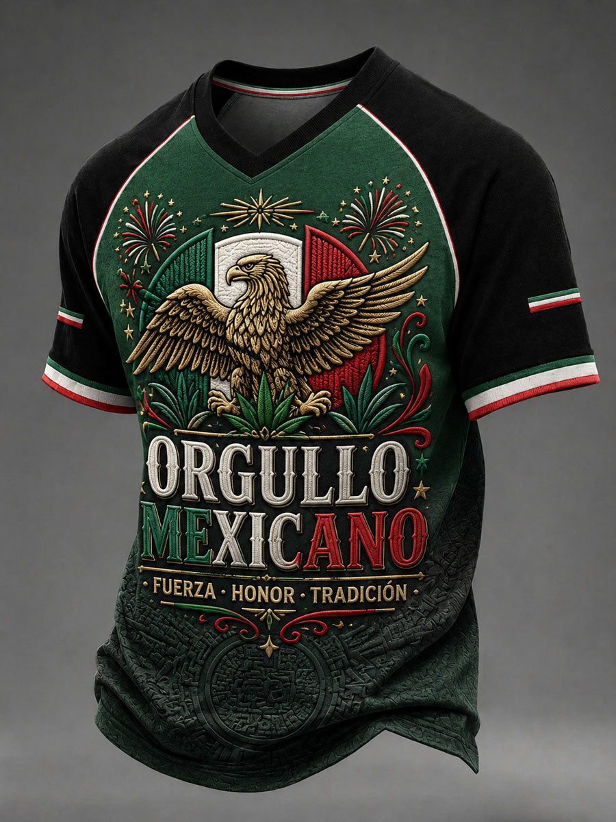 Camiseta casual estampada del Día de la Independencia de México para hombre