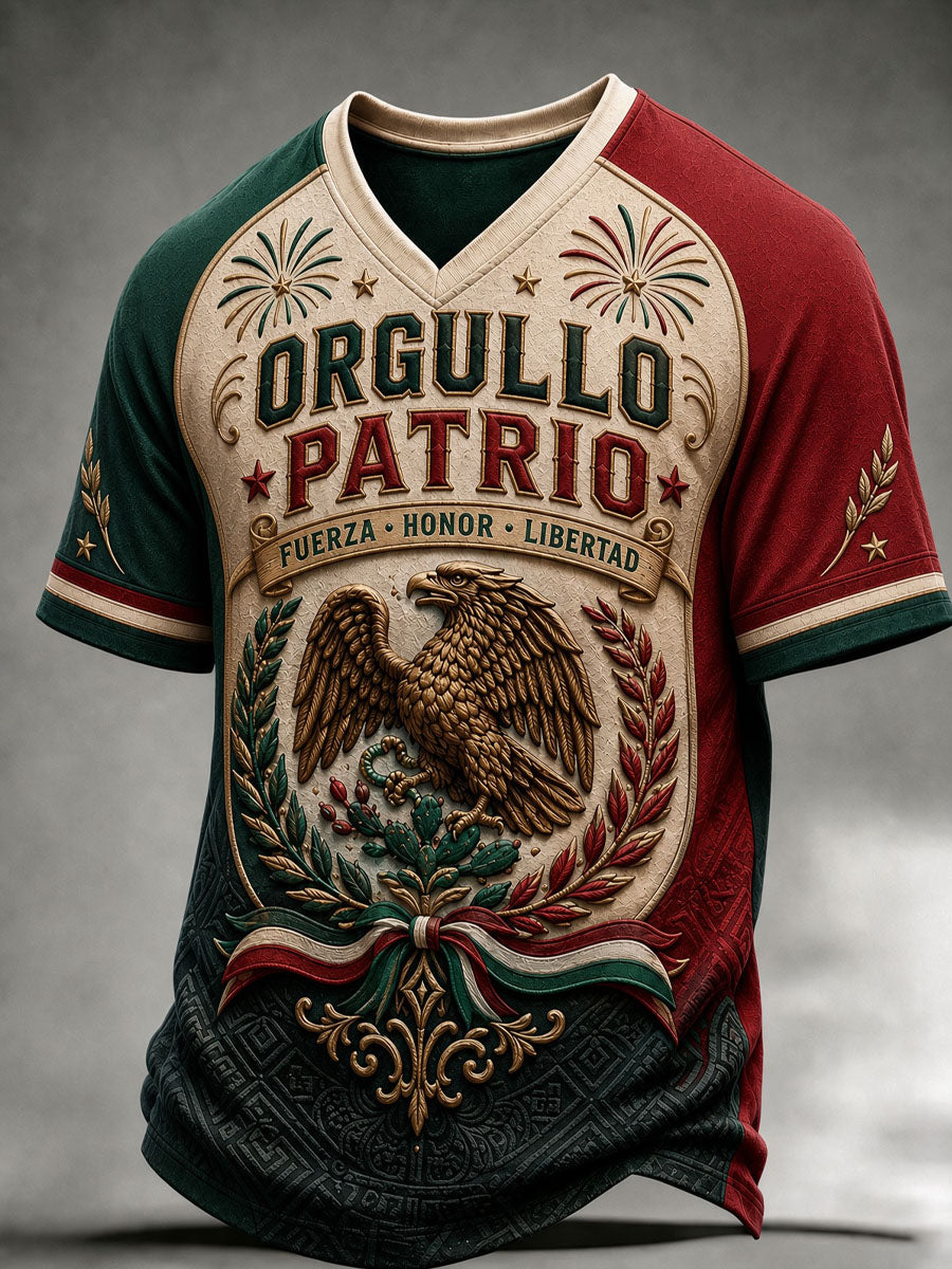 Camiseta casual estampada del Día de la Independencia de México para hombre